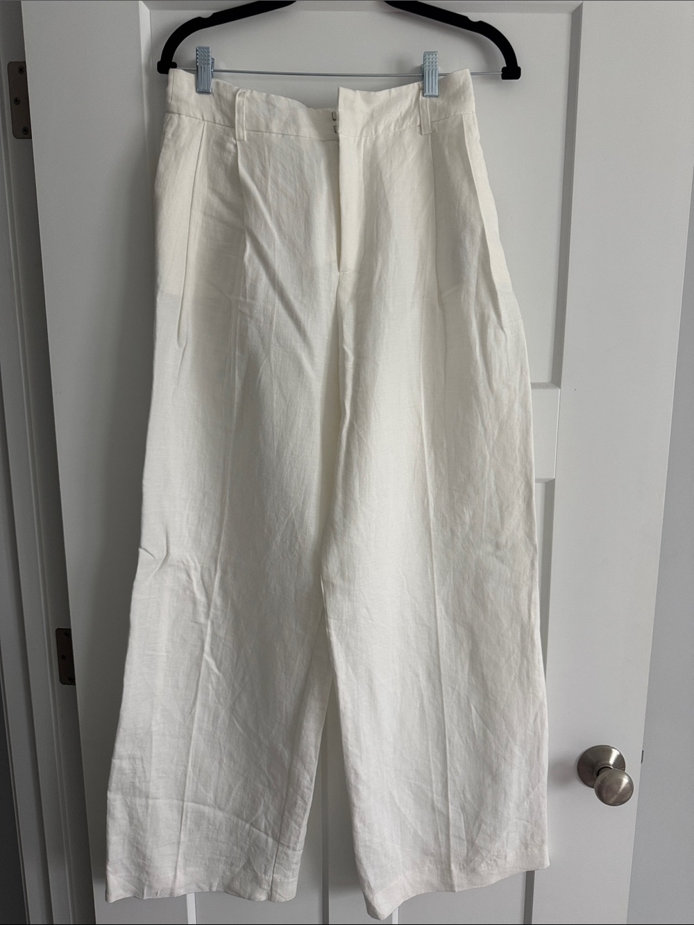 Zara White Wide-Leg Linen Pants NWOT